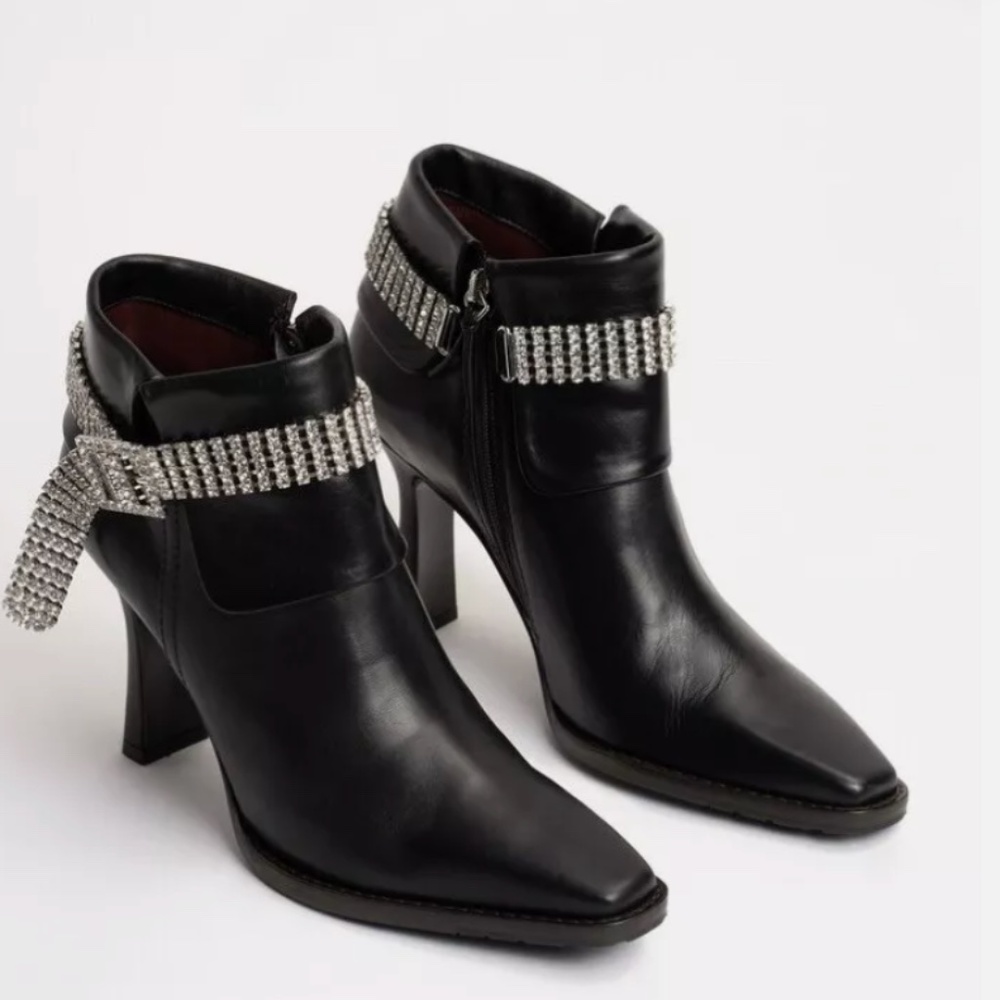 SOLD! Sies Marjan Niki Calf Crystal Black Ankle Boots Bootie NIB!! Size 7.5